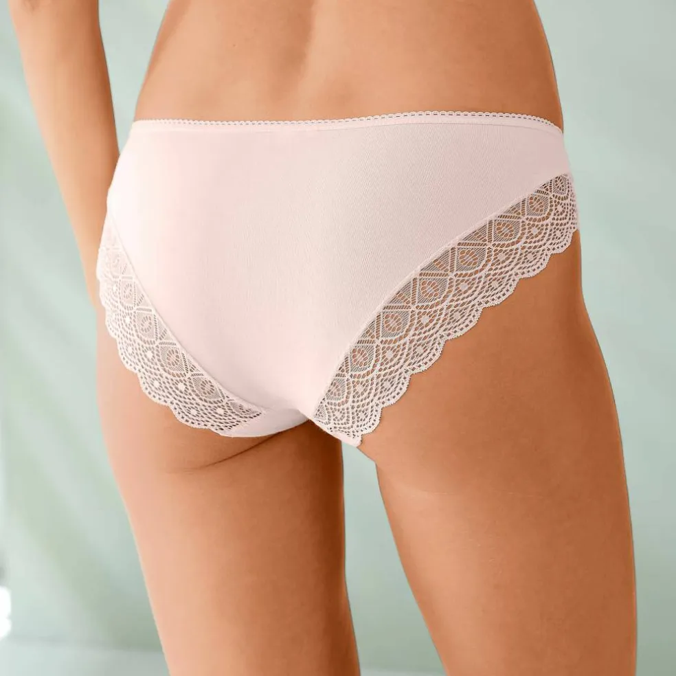 Culotte forme midi coton uni stretch et dentelle - lot de 3