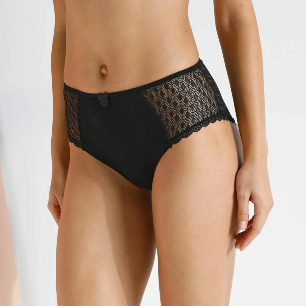 Culotte maxi coton dentelle unie Coria - lot de 2