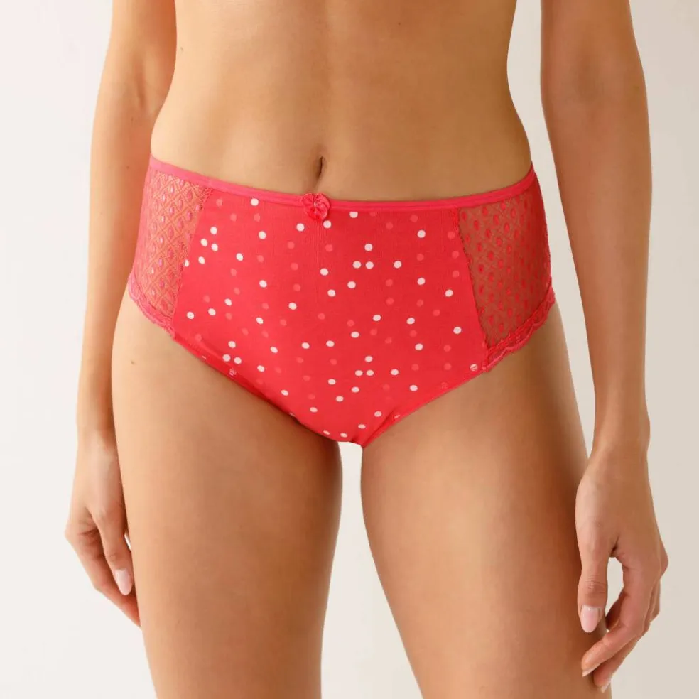 Culotte maxi dentelle coton uni et imprimé pois Tropea - lot de 4
