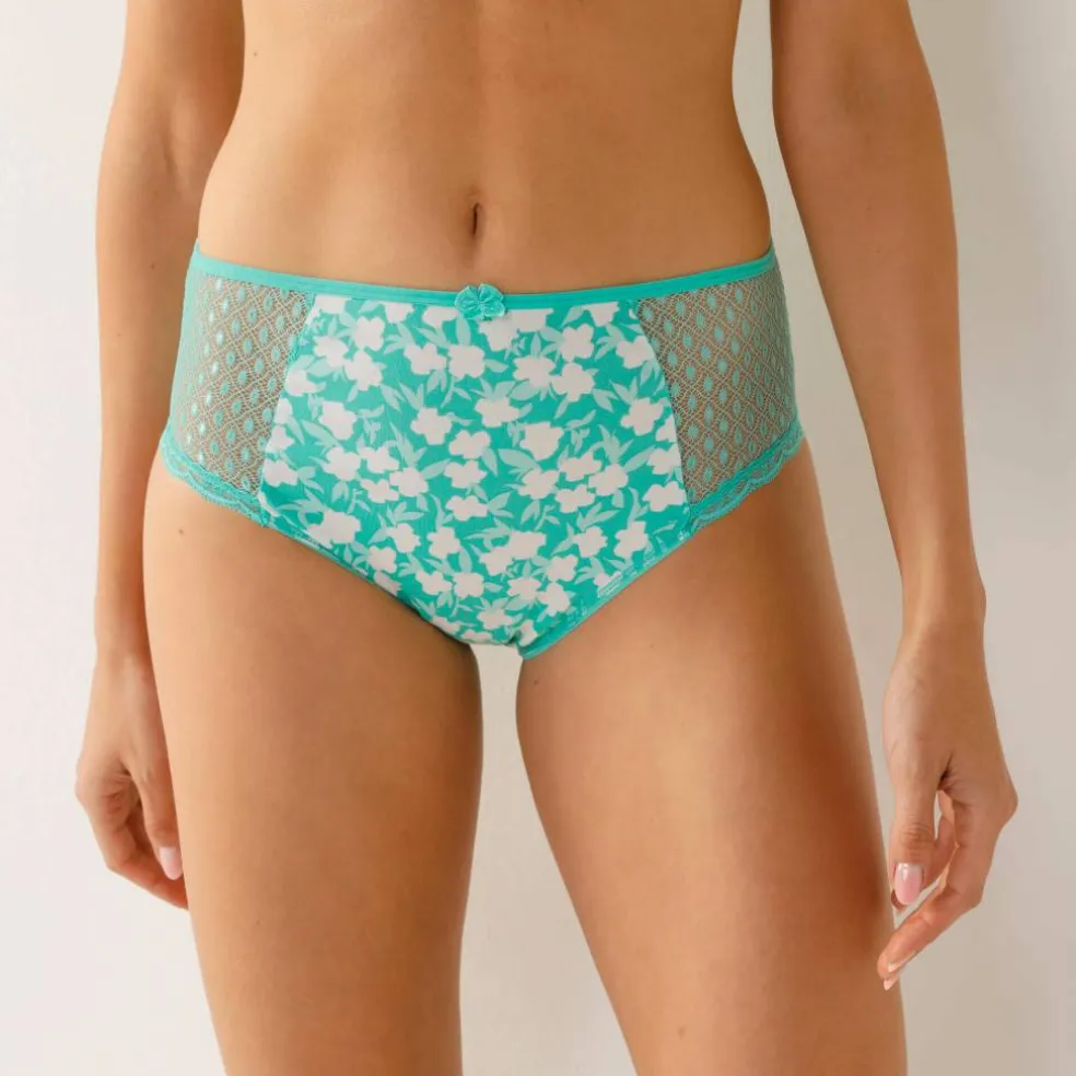 Culotte maxi dentelle coton uni et imprimé fleurs Tropea - lot de 4