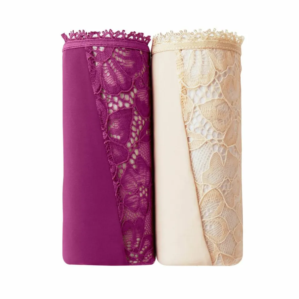 Culotte microfibre et dentelle stretch forme maxi taille haute - lot de 2