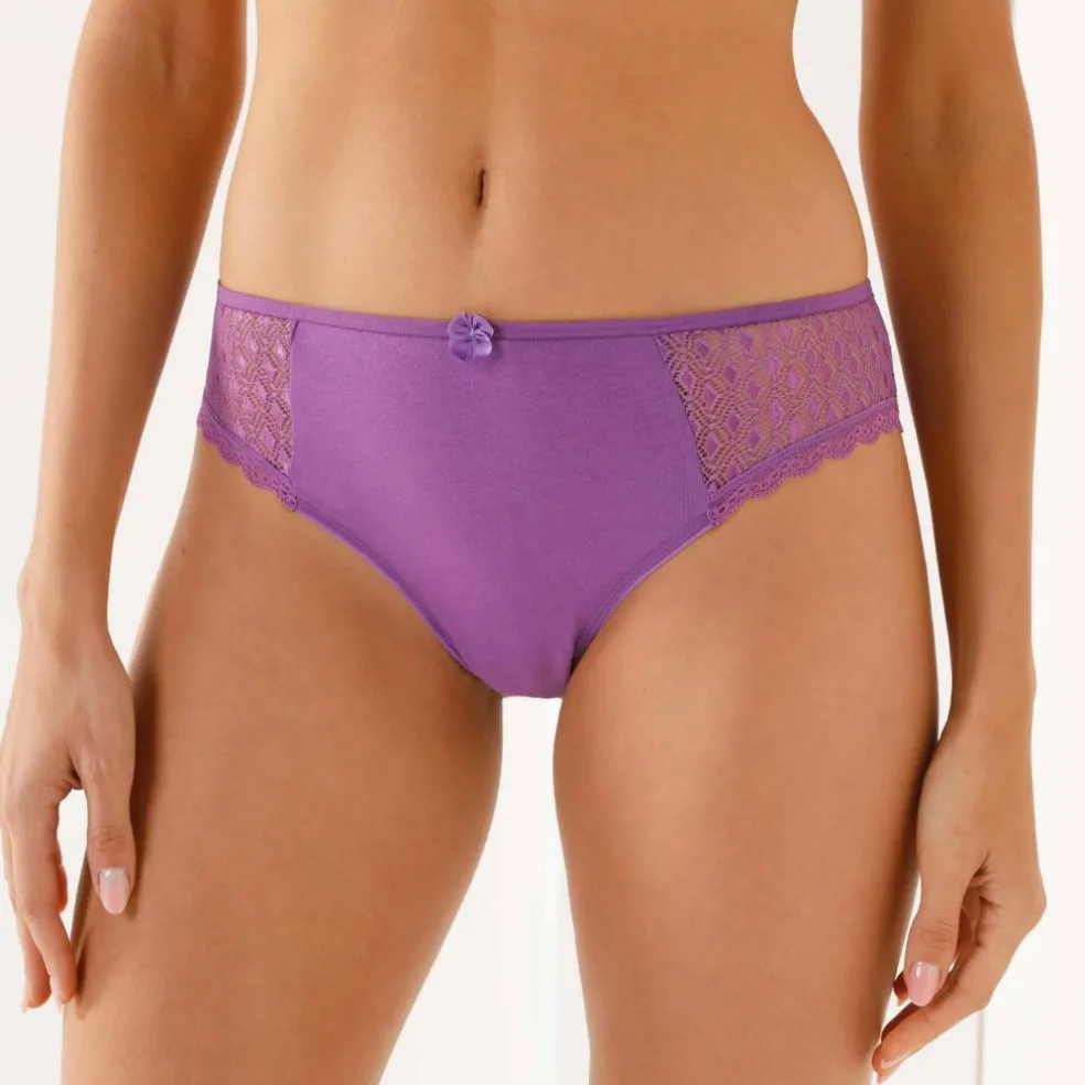 Culotte midi coton dentelle unie Coria - lot de 2