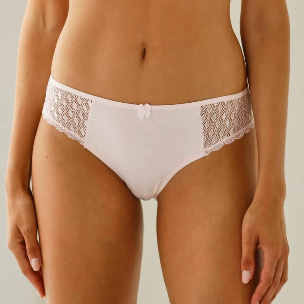 Culotte midi coton dentelle unie Coria - lot de 2