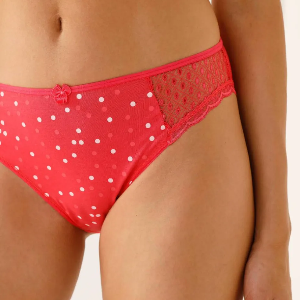 Culotte midi dentelle coton uni et imprimé pois Tropea - lot de 4