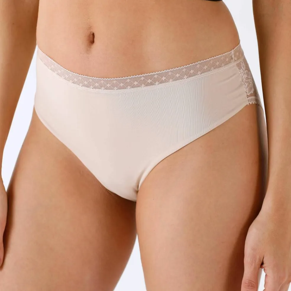 Culotte midi taille haute microfibre et dentelle - lot de 2