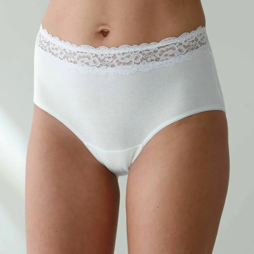 Culotte supermaxi coton stretch ceinture dentelle - lot de 2