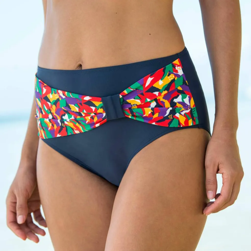 Culotte taille haute drapée imprimée, Toboki