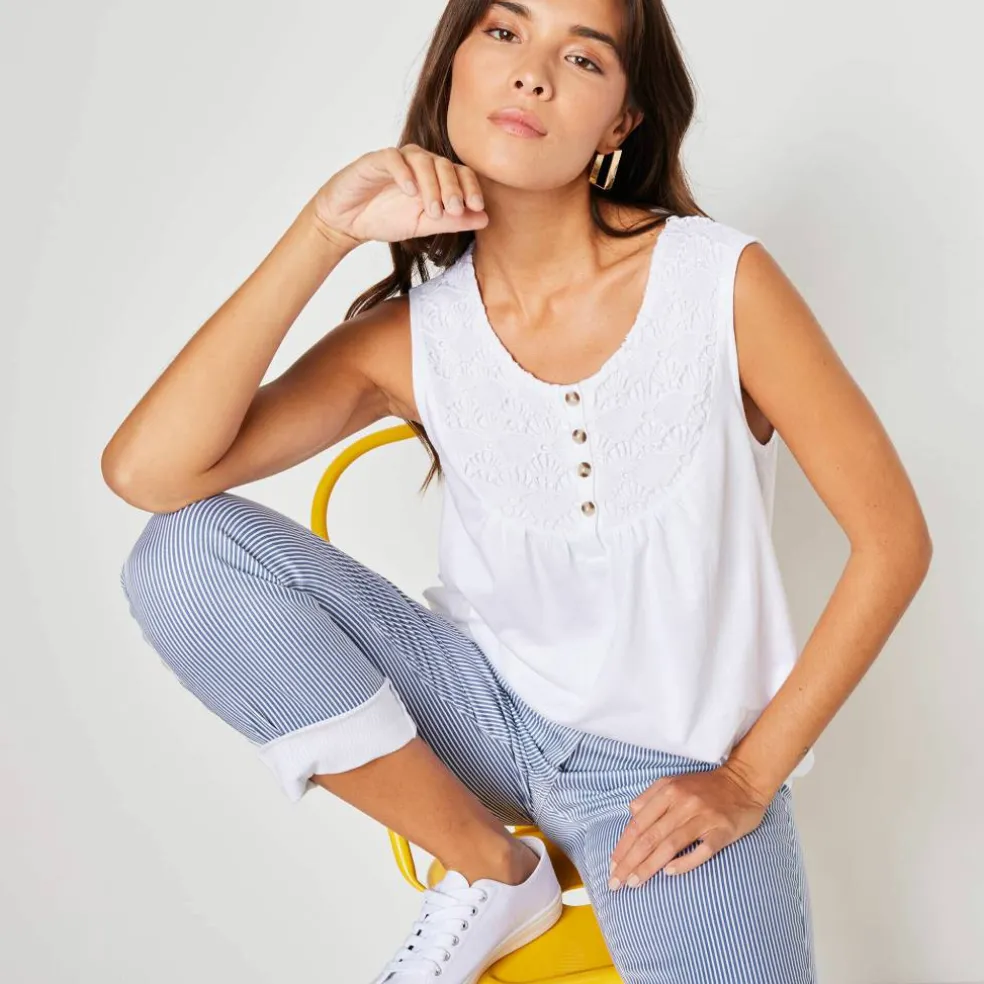 Débardeur à plastron macramé