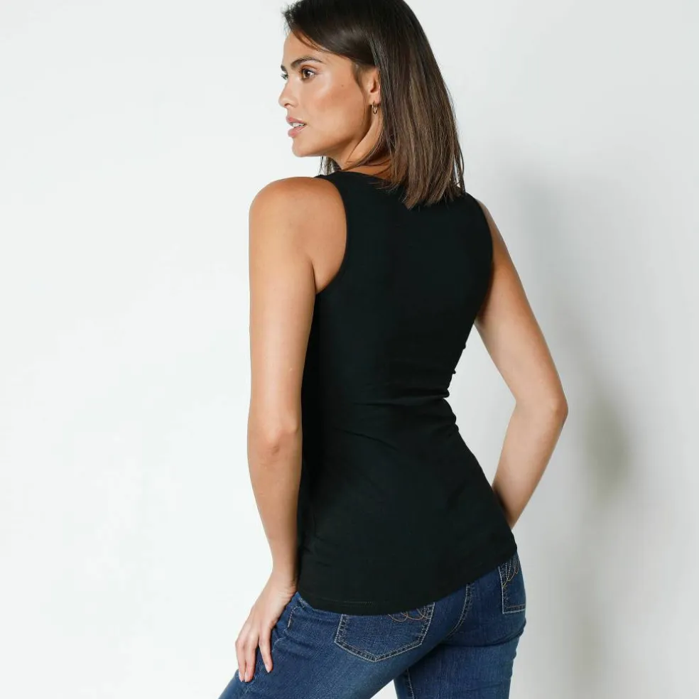 Débardeur post-opératoire à brassière intégrée en coton stretch