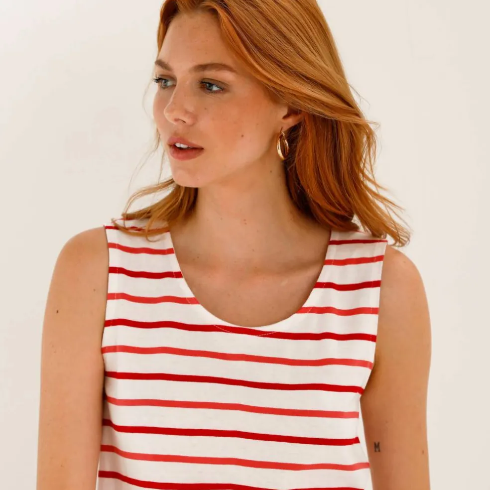Débardeur rayé, maille jersey