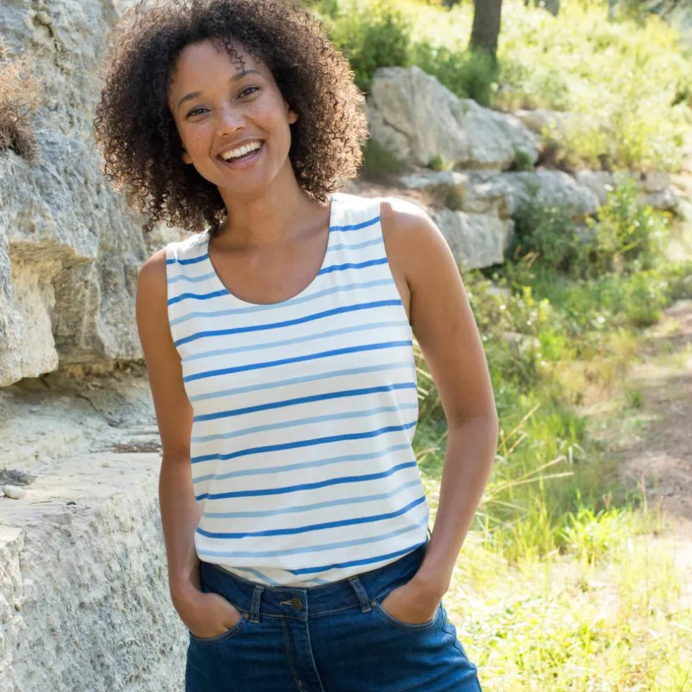 Débardeur rayé, maille jersey