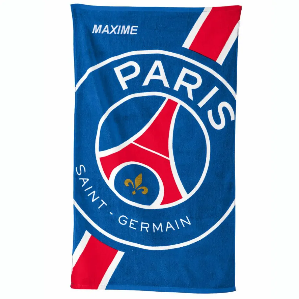 Drap de bain enfant PSG® personnalisable, éponge et velours coton - 320g/m2