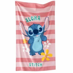 Drap de bain enfant Stitch éponge et velours coton - 320g/m²