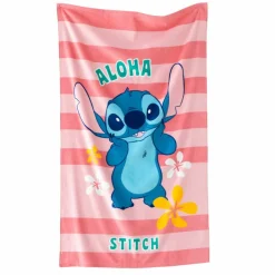 Drap de bain enfant Stitch éponge et velours coton - 320g/m²