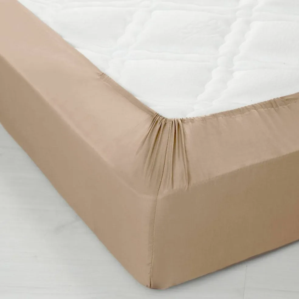 Drap-housse uni polyester-coton 57 fils/cm² - bonnet 32 cm
