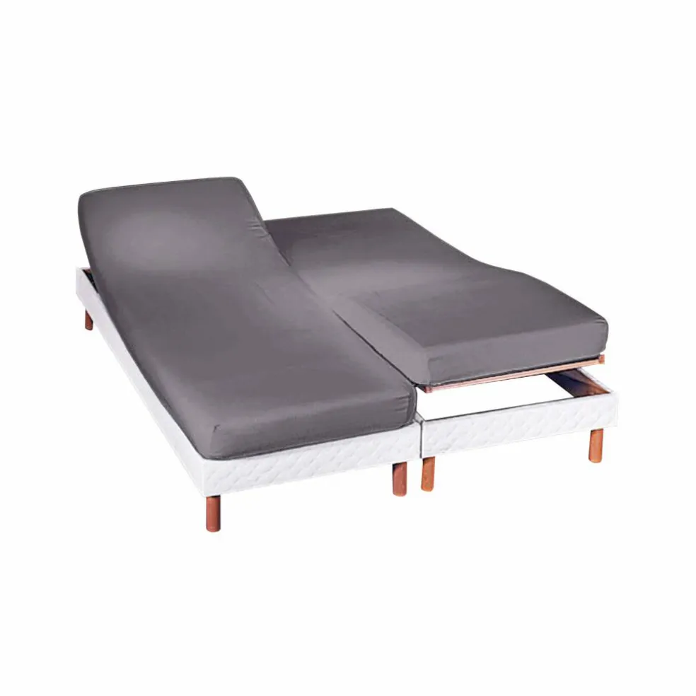 Drap-housse uni sommier articulé flanelle 160 g/m² - bonnet 26 cm