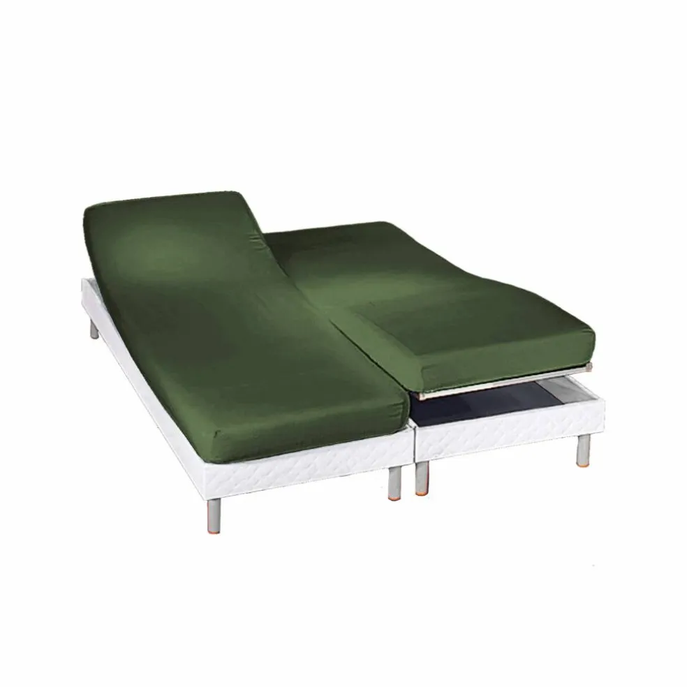 Drap-housse uni sommier articulé polyester-coton 57 fils/cm² - bonnet 26 cm