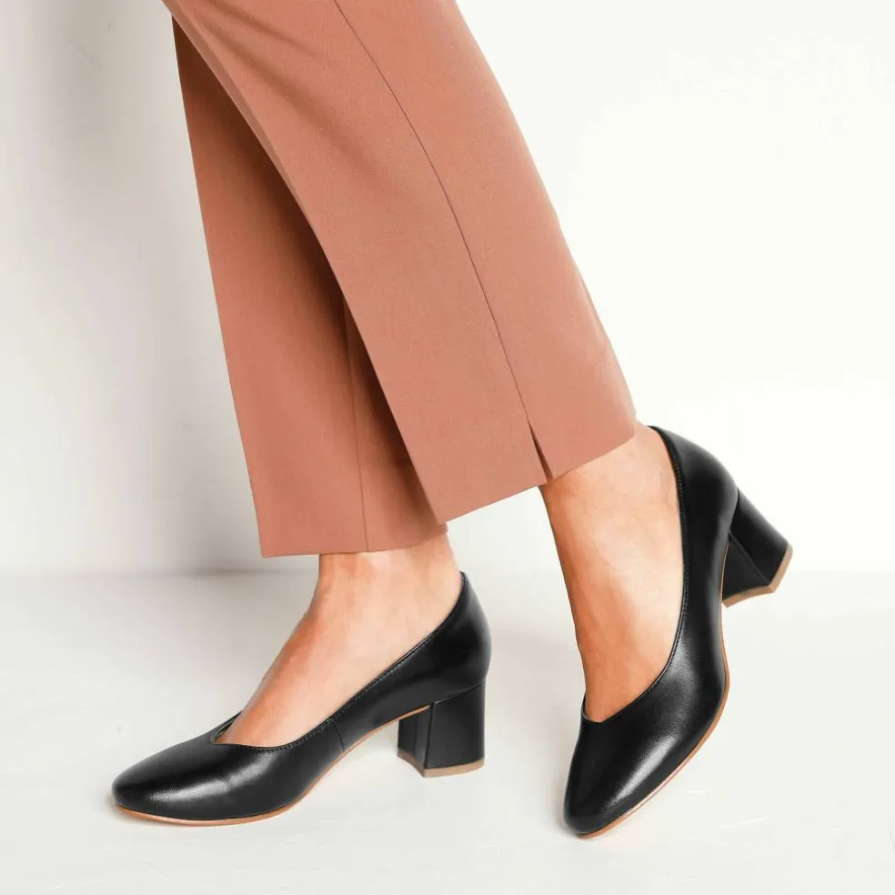 Escarpins bout arrondi cuir lisse