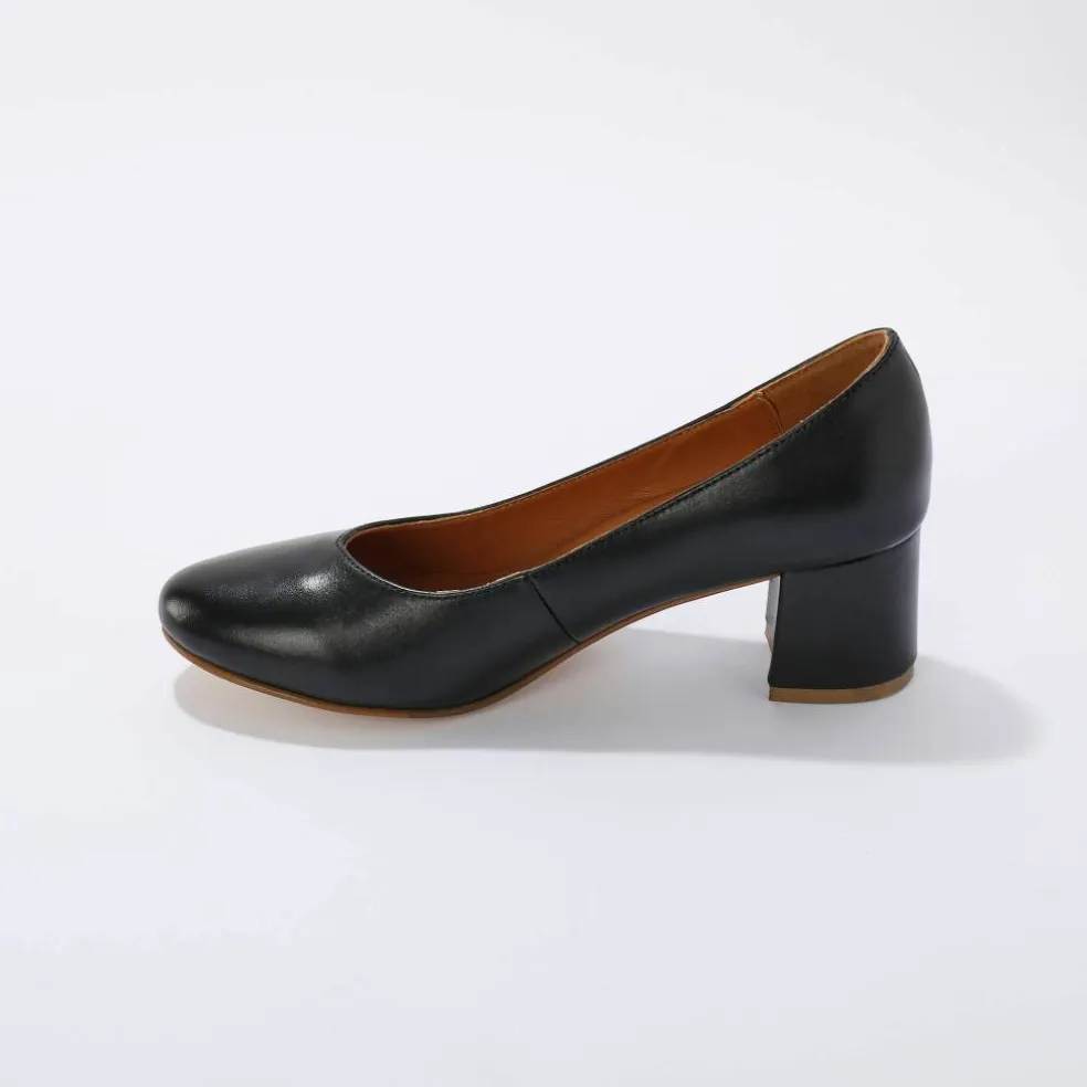 Escarpins bout arrondi cuir lisse