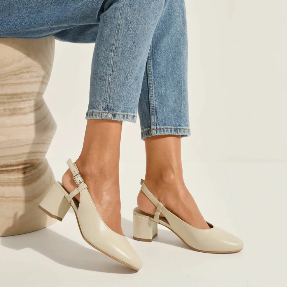 Escarpins slingback en cuir certifié LWG