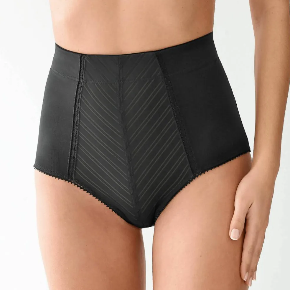 Gaine affinante maille satinée et tulle jacquard - maintien intense