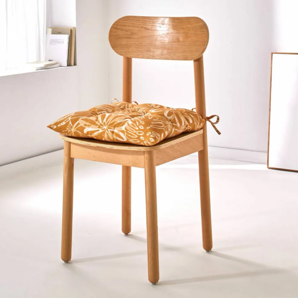 Galette de chaise carrée imprimé fleuri - lot de 2