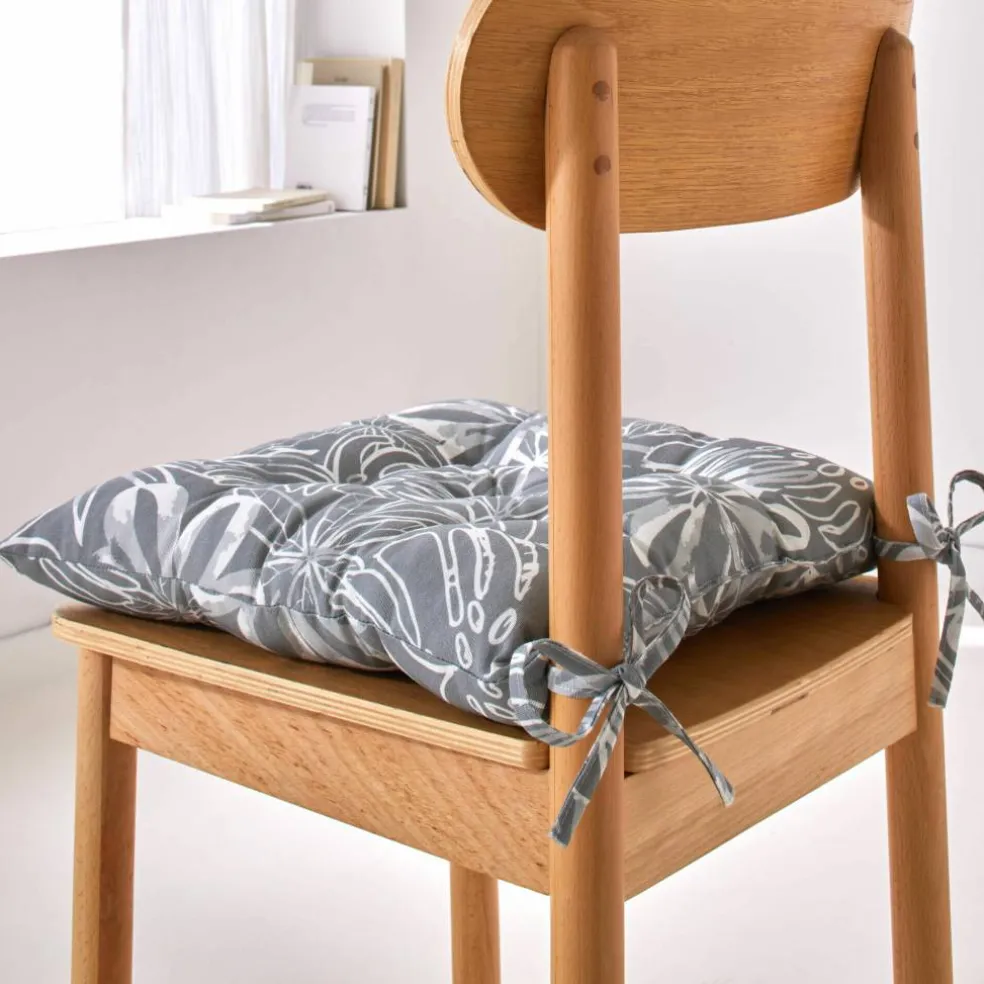 Galette de chaise carrée imprimé fleuri - lot de 2