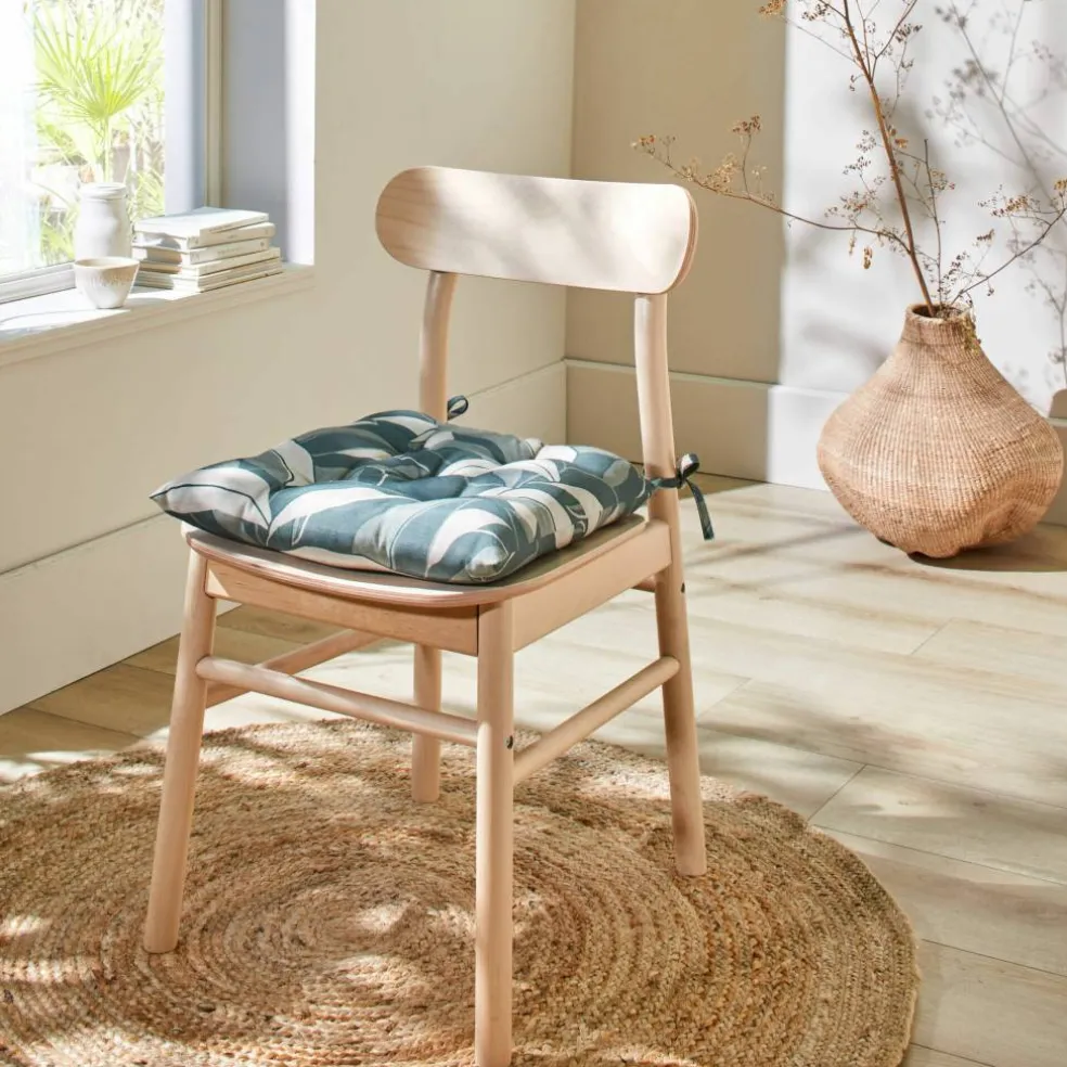 Galette de chaise carrée imprimée feuillage - lot de 2