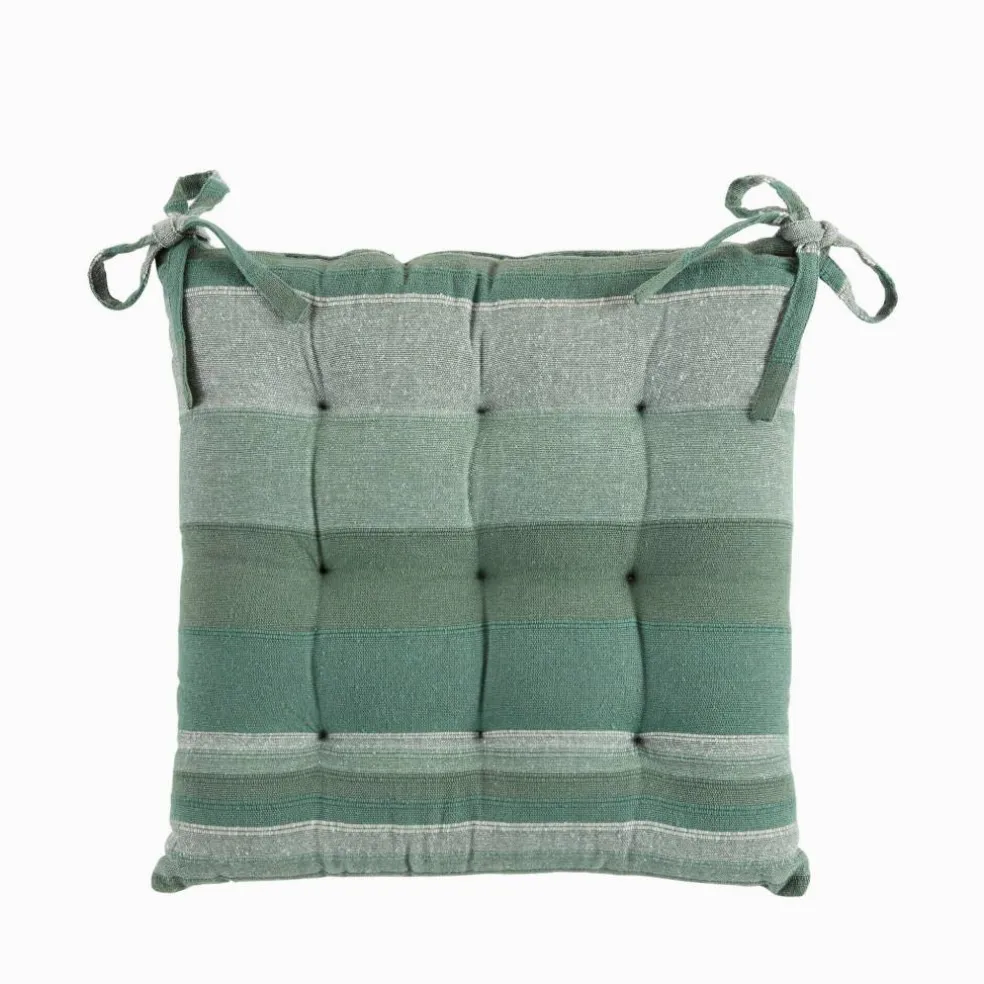 Galette de chaise carrée rayée - lot de 2