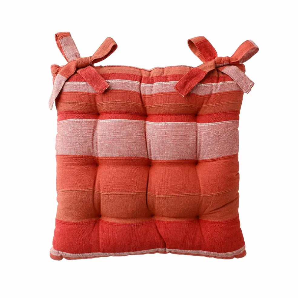 Galette de chaise carrée rayée - lot de 2
