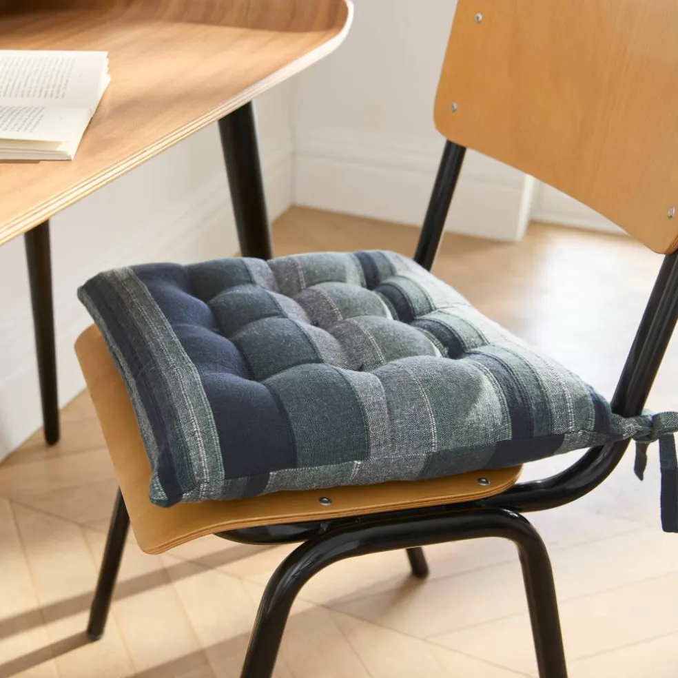 Galette de chaise carrée rayée - lot de 2