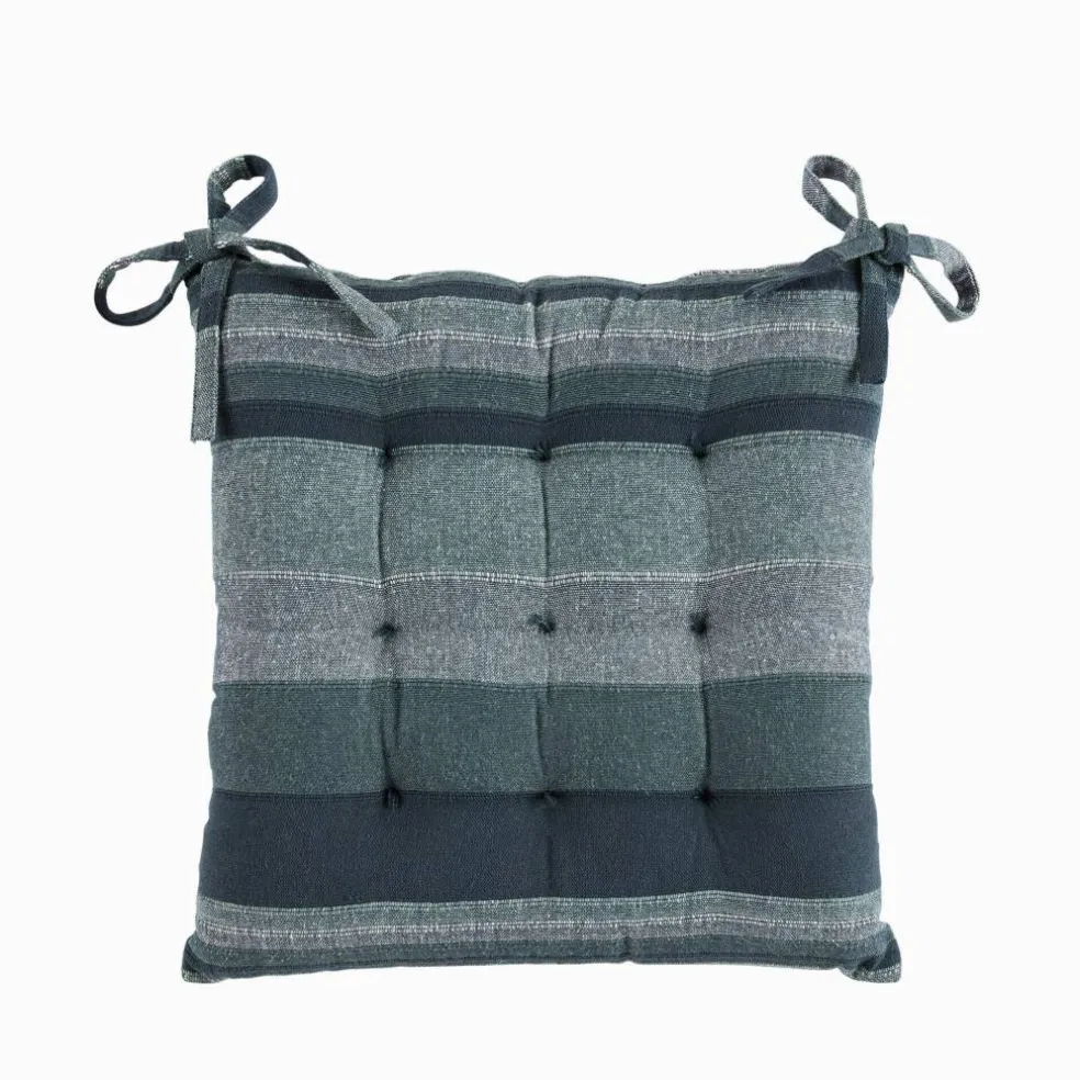 Galette de chaise carrée rayée - lot de 2