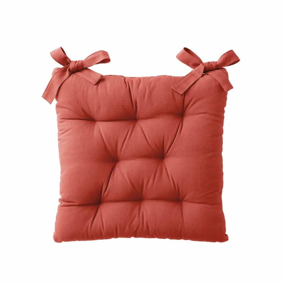 Galette de chaise carrée unie coton bachette - lot de 2