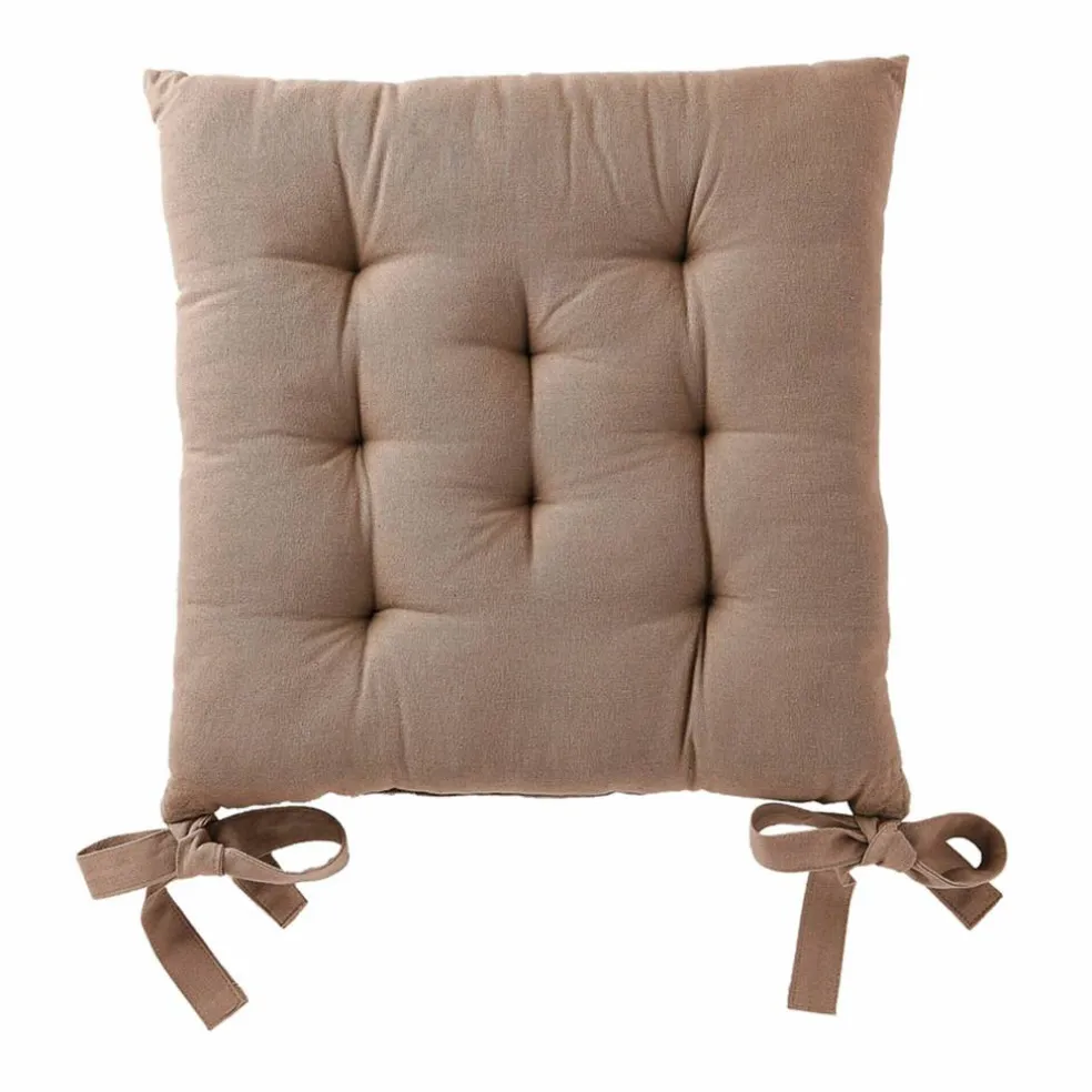 Galette de chaise carrée unie coton bachette - lot de 2
