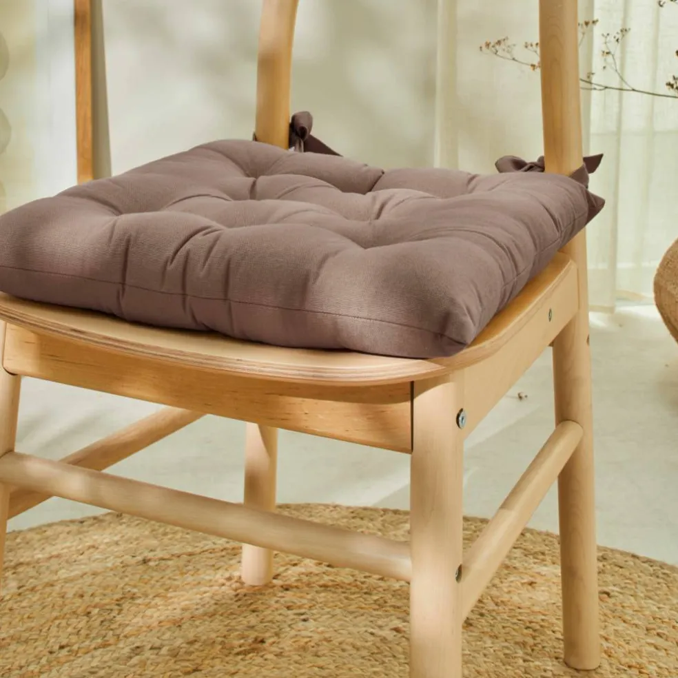 Galette de chaise carrée unie coton bachette - lot de 2