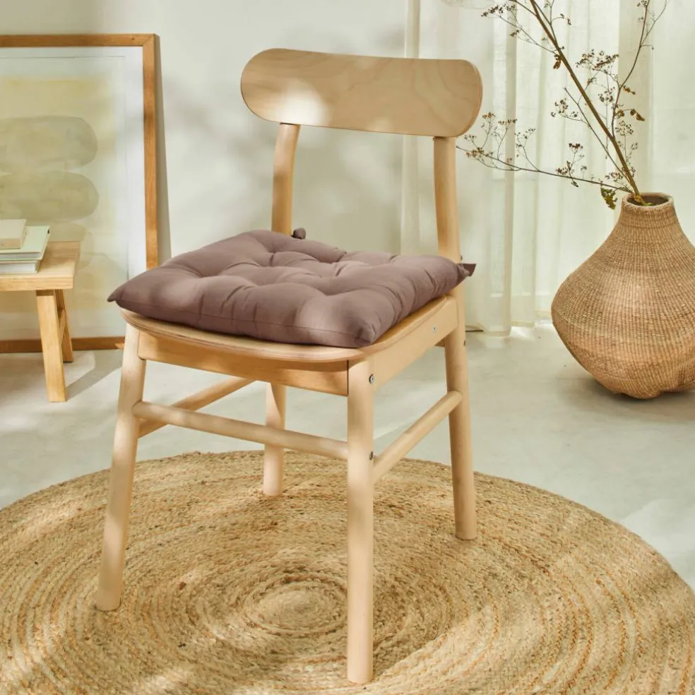 Galette de chaise carrée unie coton bachette - lot de 2