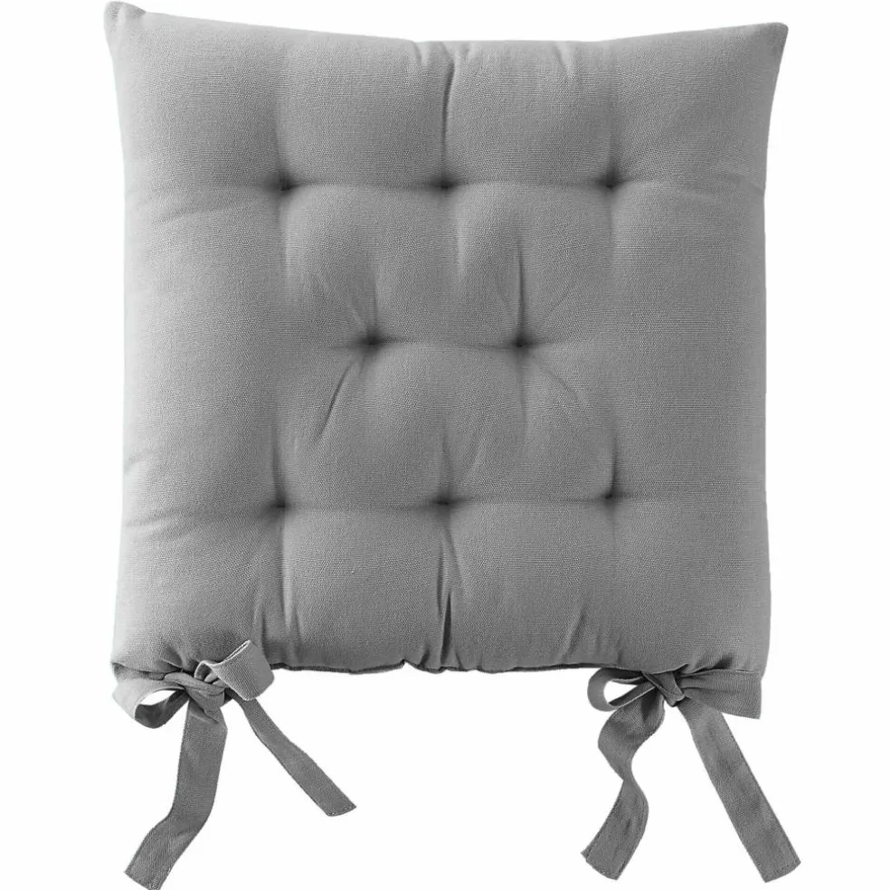 Galette de chaise carrée unie coton bachette - lot de 2