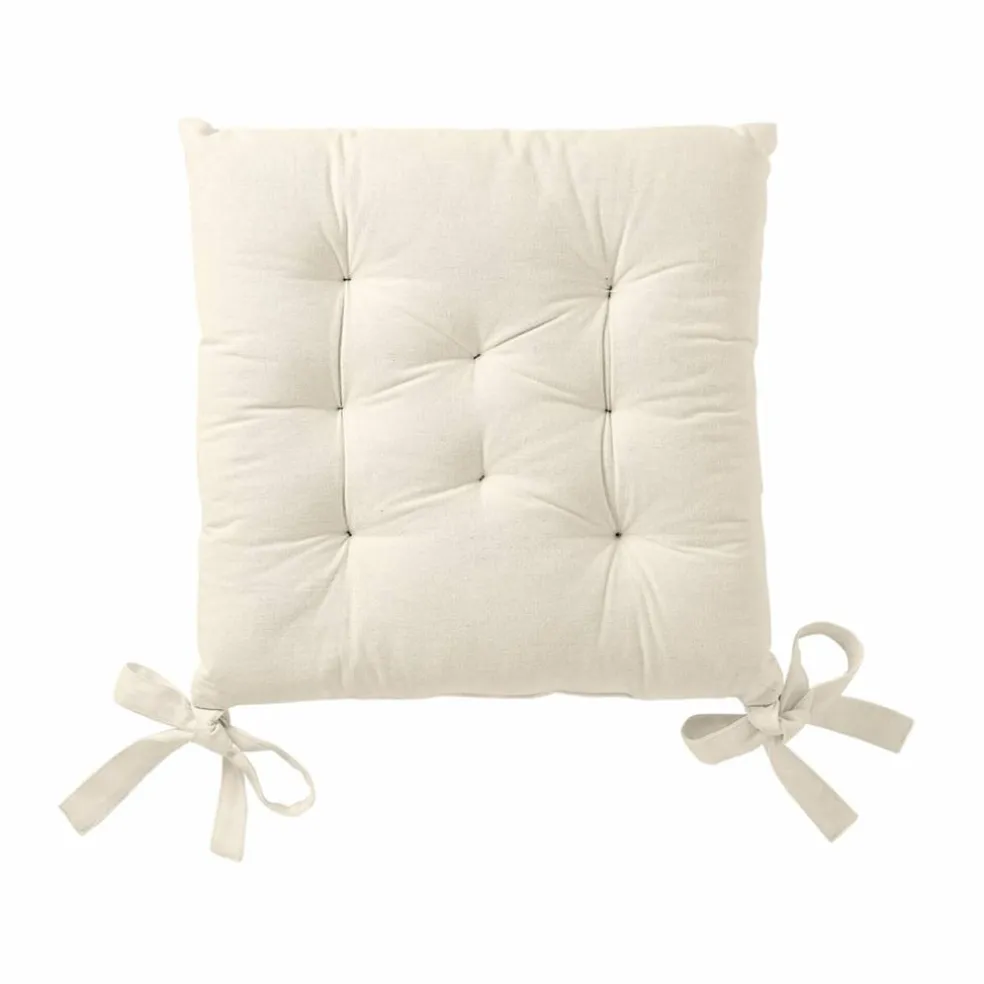 Galette de chaise carrée unie coton bachette - lot de 2