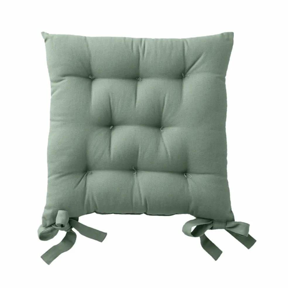 Galette de chaise carrée unie coton bachette - lot de 2