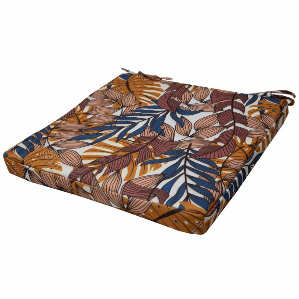 Galette de chaise imprimé feuillage - lot de 2