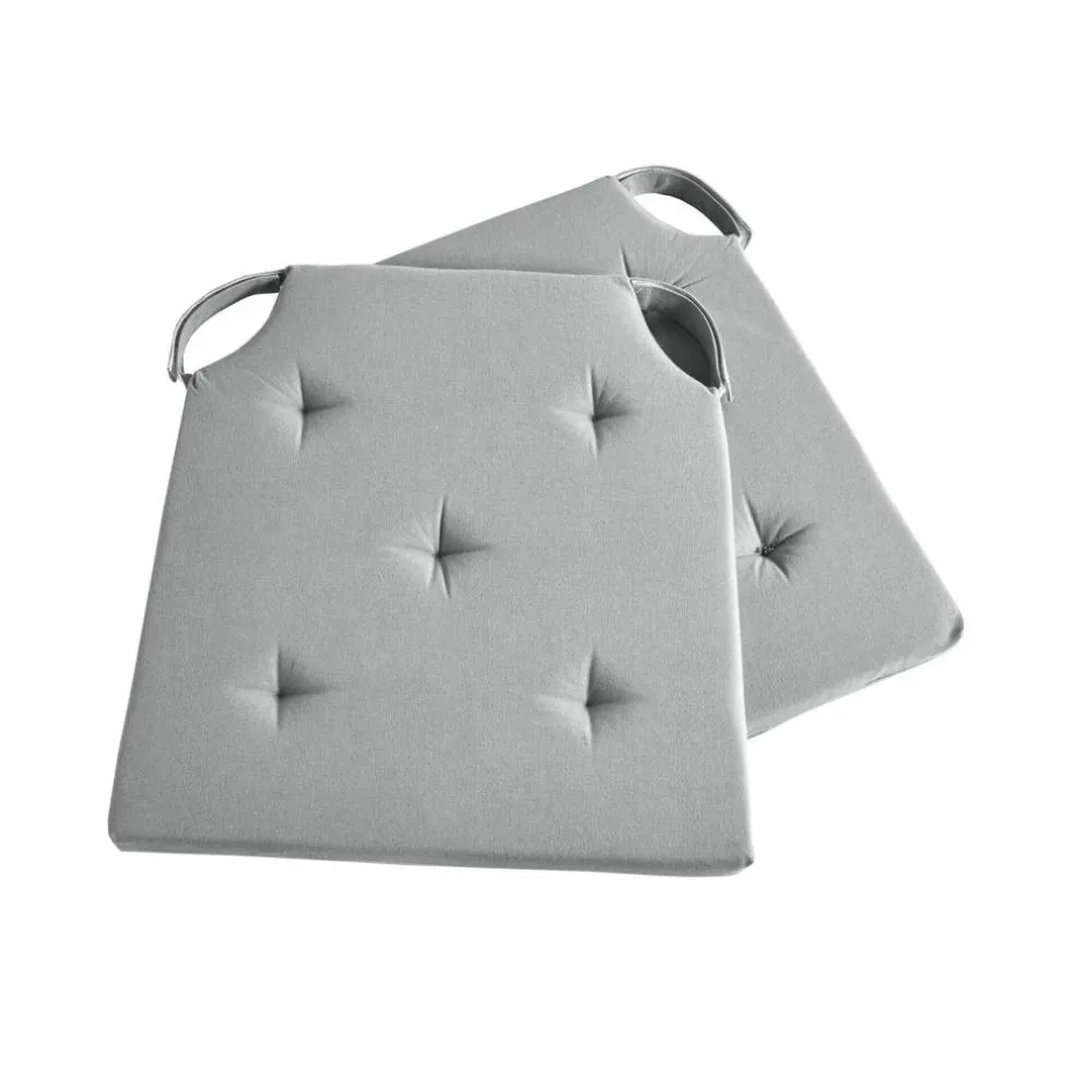Galette de chaise unie carrée coton - lot de 2
