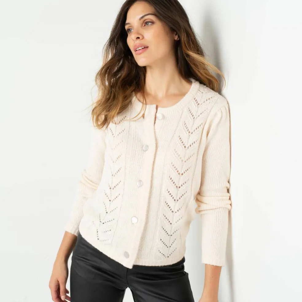 Gilet boutonné maille fantaisie