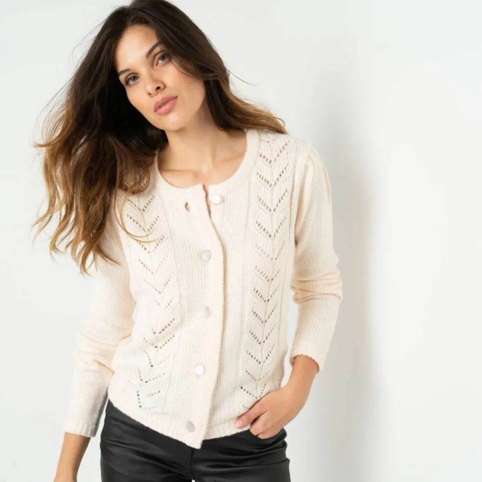 Gilet boutonné maille fantaisie
