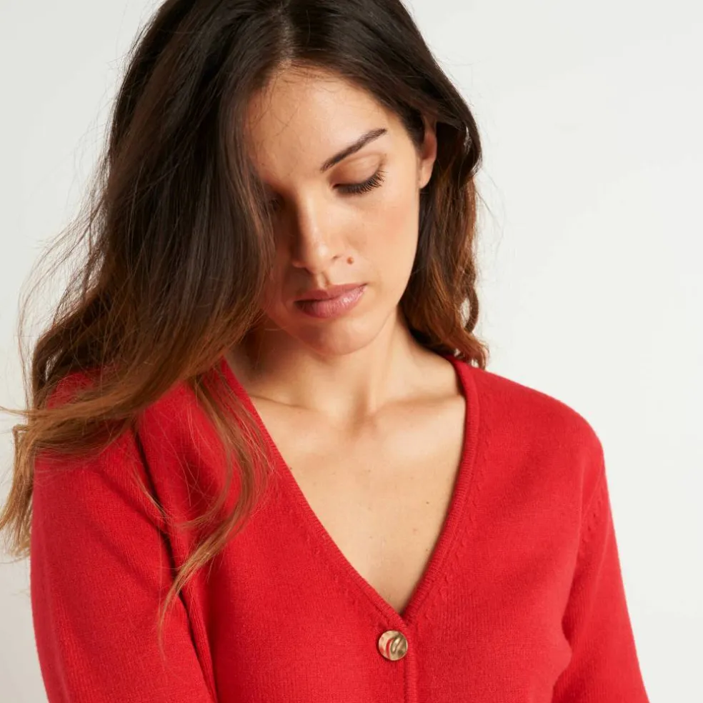 Gilet col V boutonné base asymétrique