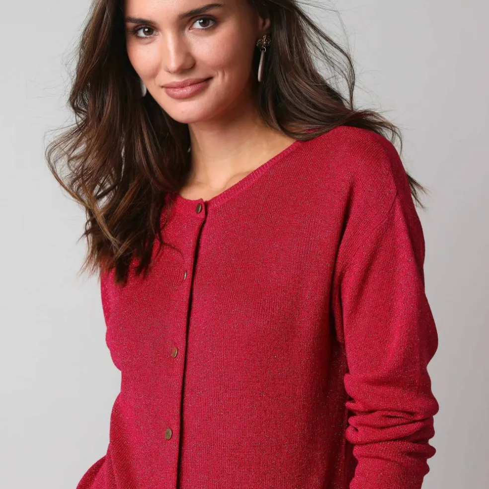 Gilet fine maille et fil brillant, manches longues
