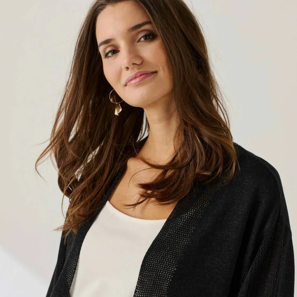 Gilet manches 3/4 maille brillante