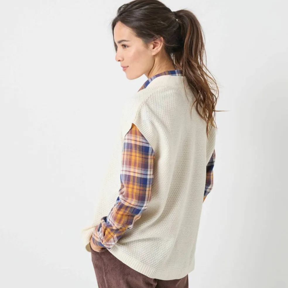 Gilet sans manches, maille fantaisie