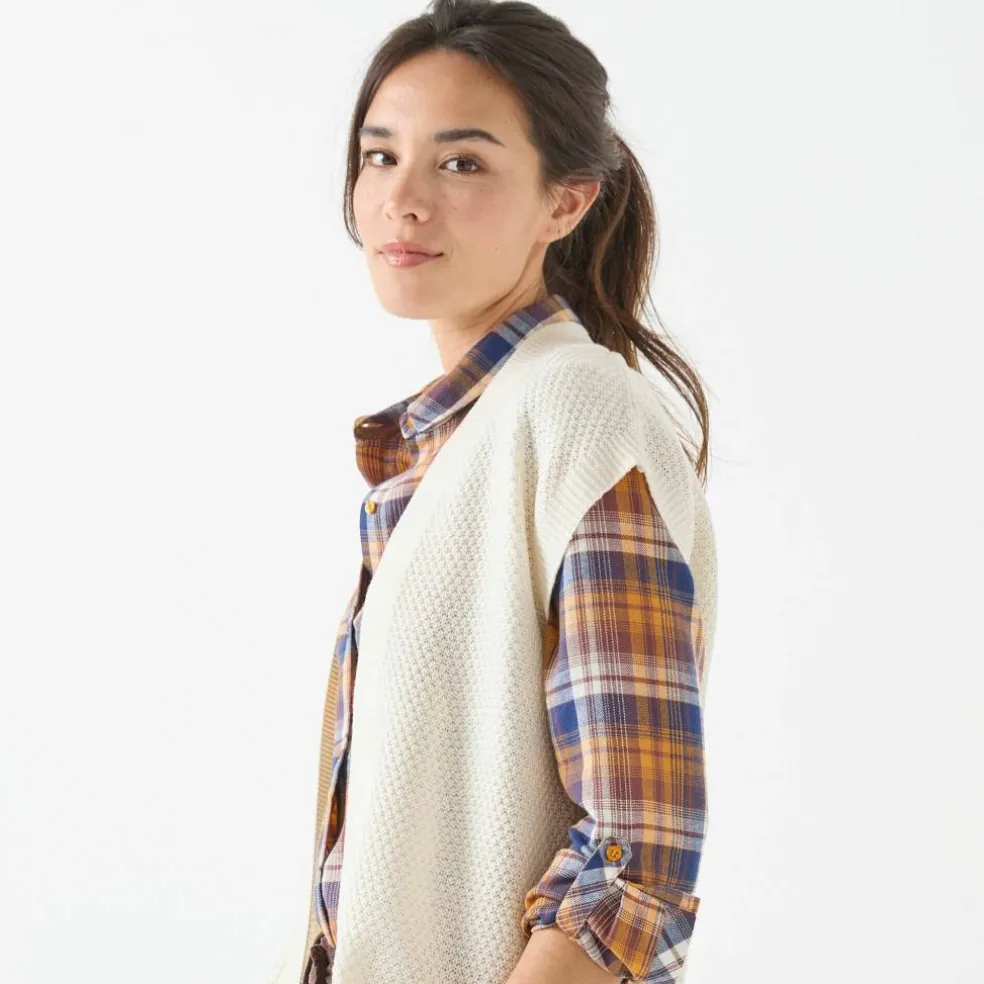 Gilet sans manches, maille fantaisie