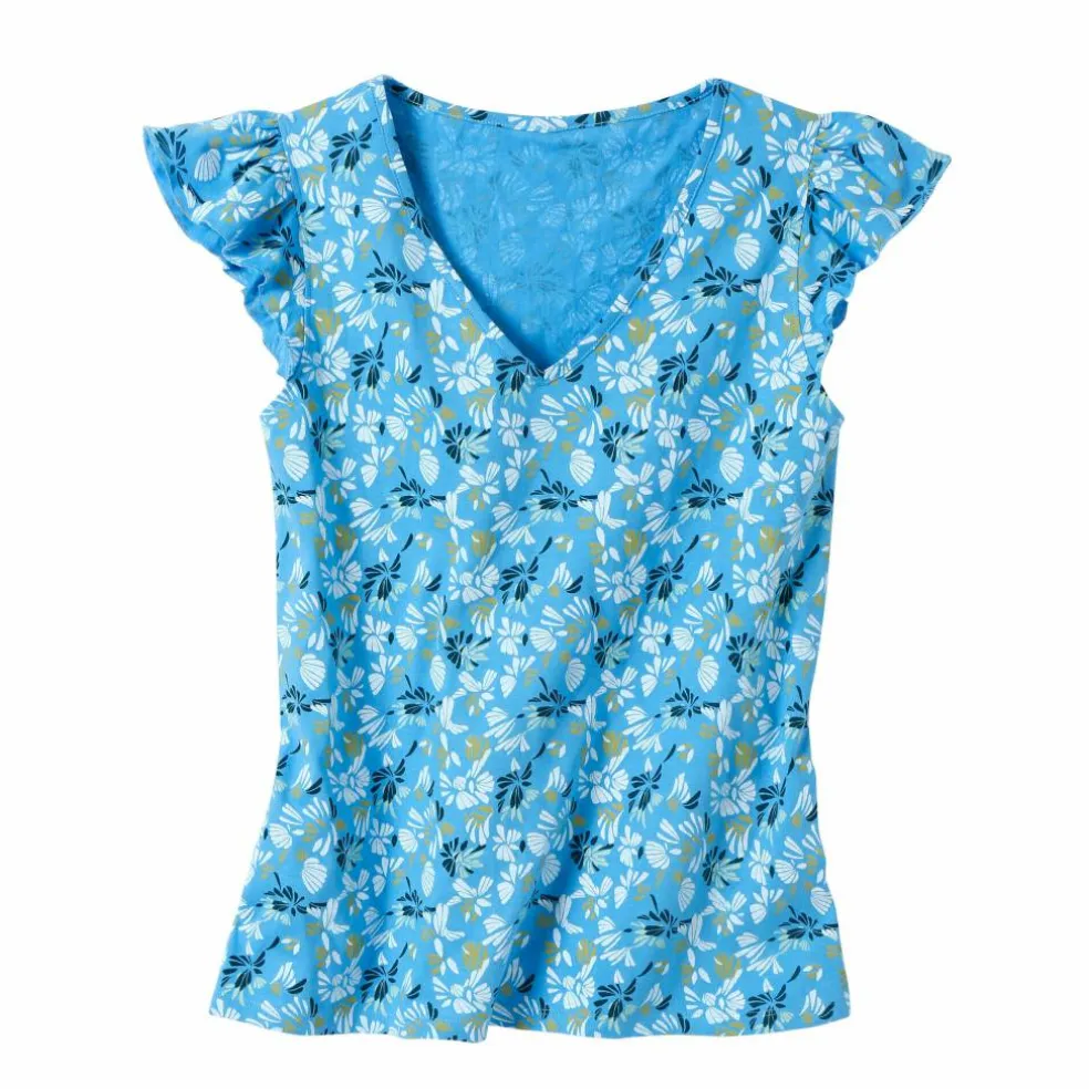 Haut de pyjama manches courtes imprimé fleuri