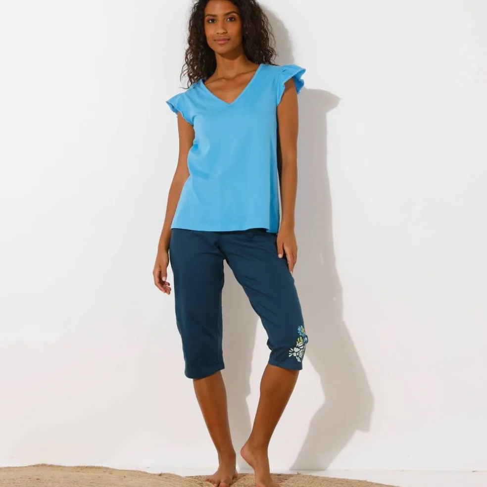 Haut de pyjama manches courtes uni